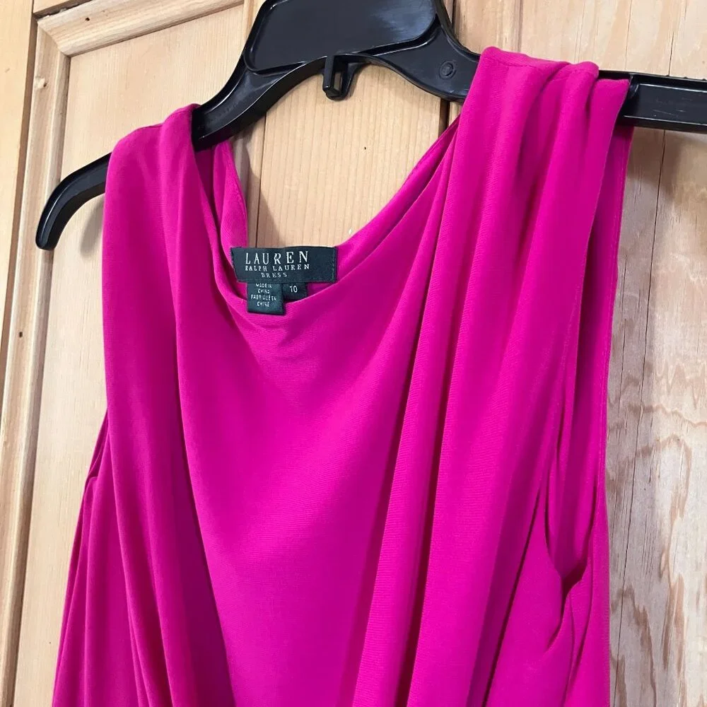 Lauren Ralph Lauren Womens Twist Knot Front Dress Size 10 Pink Magenta SP EXC - Picture 7 of 12